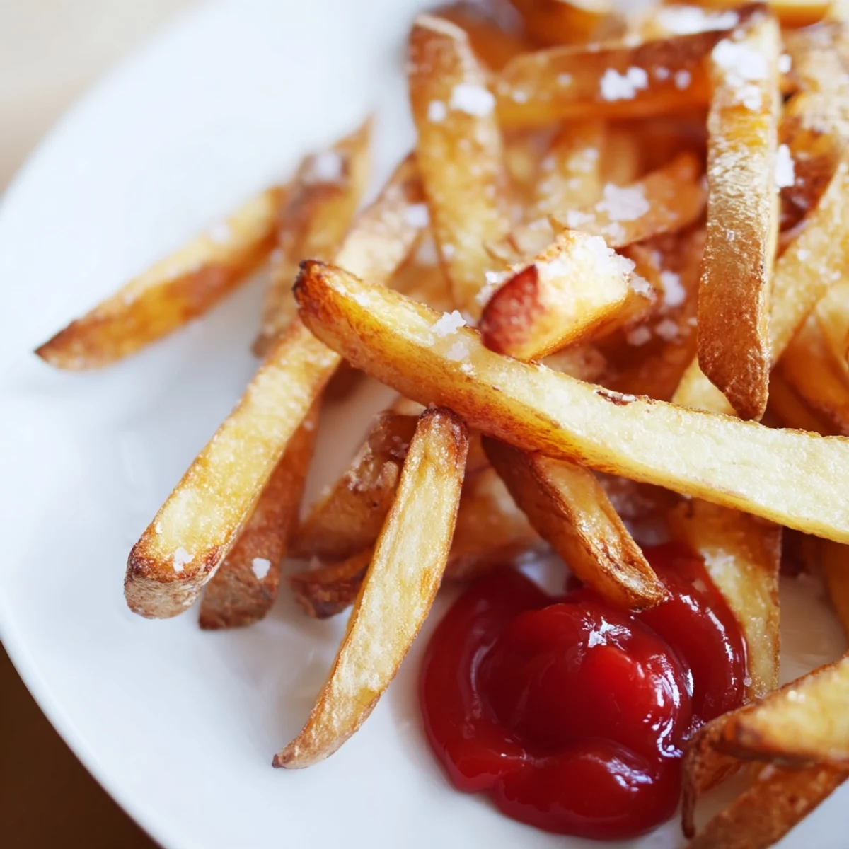 Crispy Fries with Ketchup, golden brown and perfectly crunchy, served alongside a dipping bowl of tangy red ketchup.