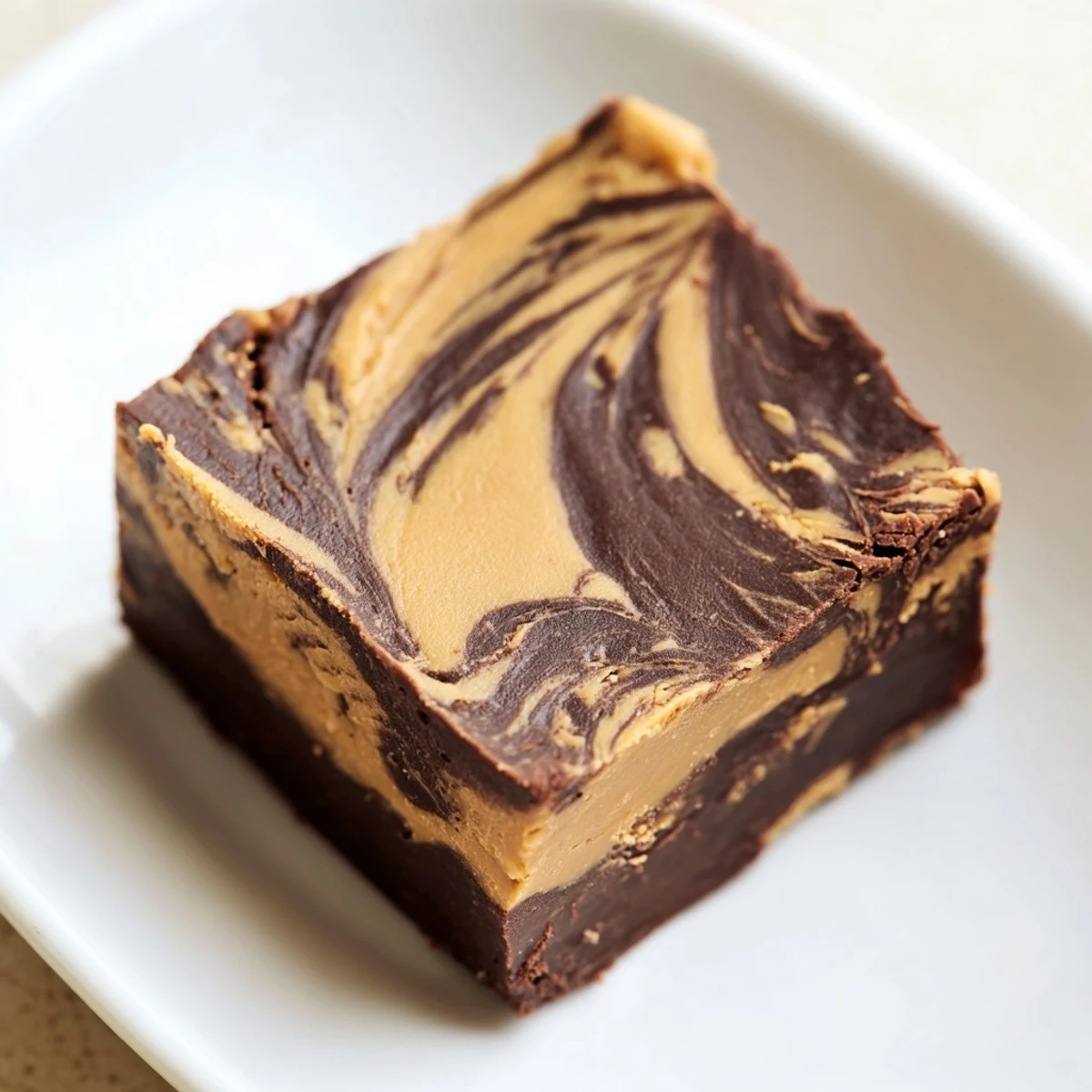 Chilled marbled fudge squares feature rich chocolate and smooth peanut butter swirls for a decadent treat.
