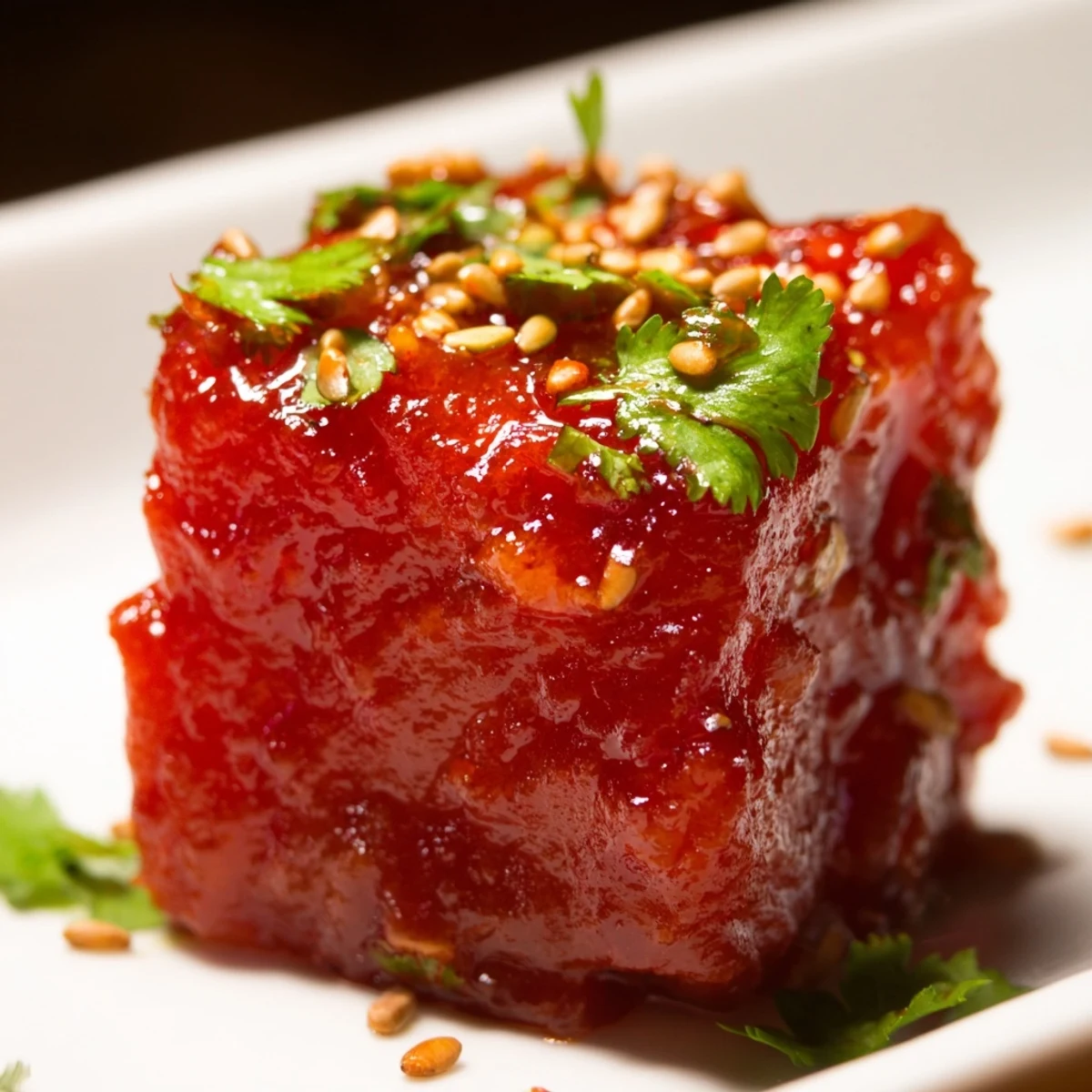 Freshly baked Super Bowl Spicy Sriracha Chicken Bites tossed in a honey-sriracha glaze, sprinkled with green onions and sesame seeds for a flavorful appetizer.