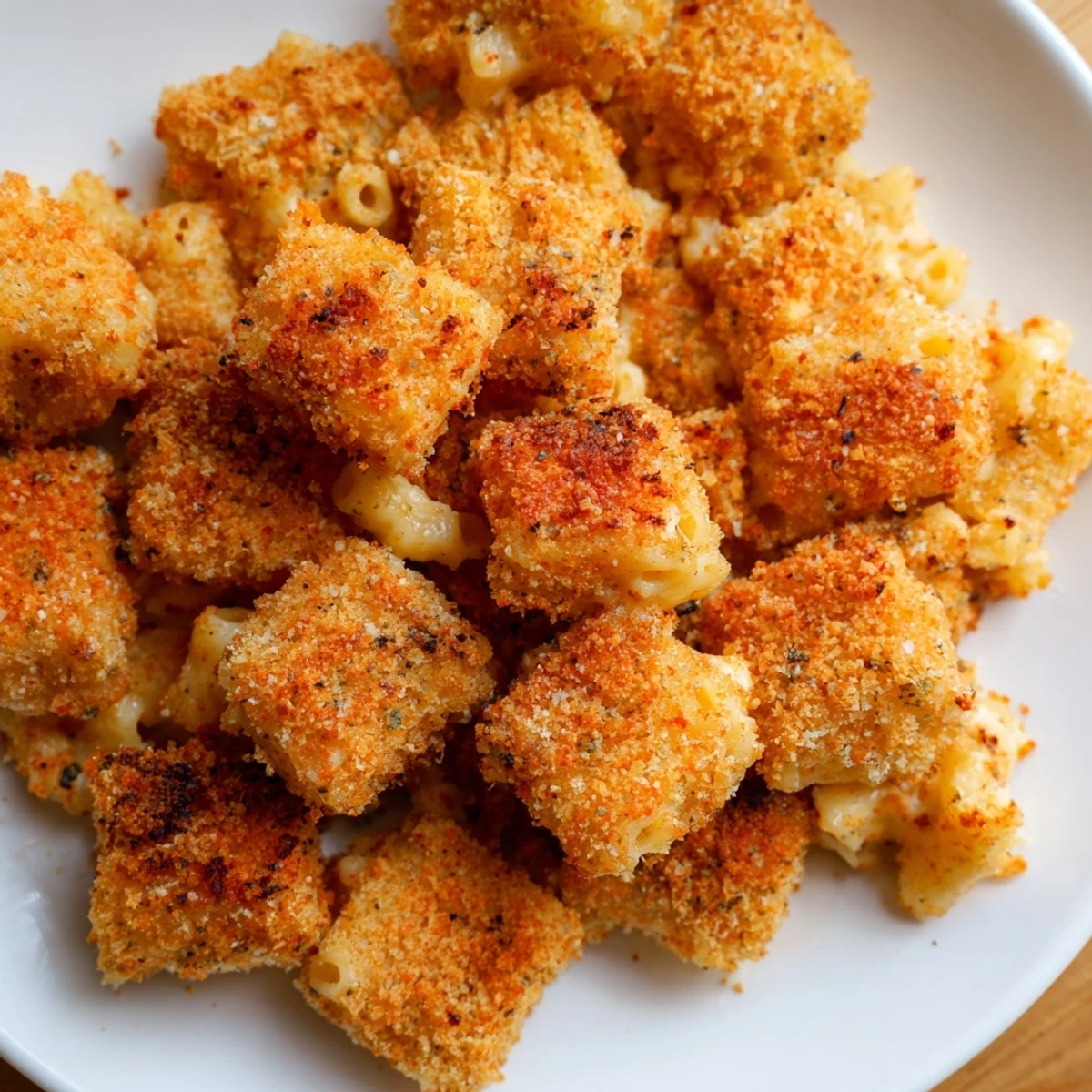 Game Day Fried Mac and Cheese appetizers served hot with a side of marinara dipping sauce.