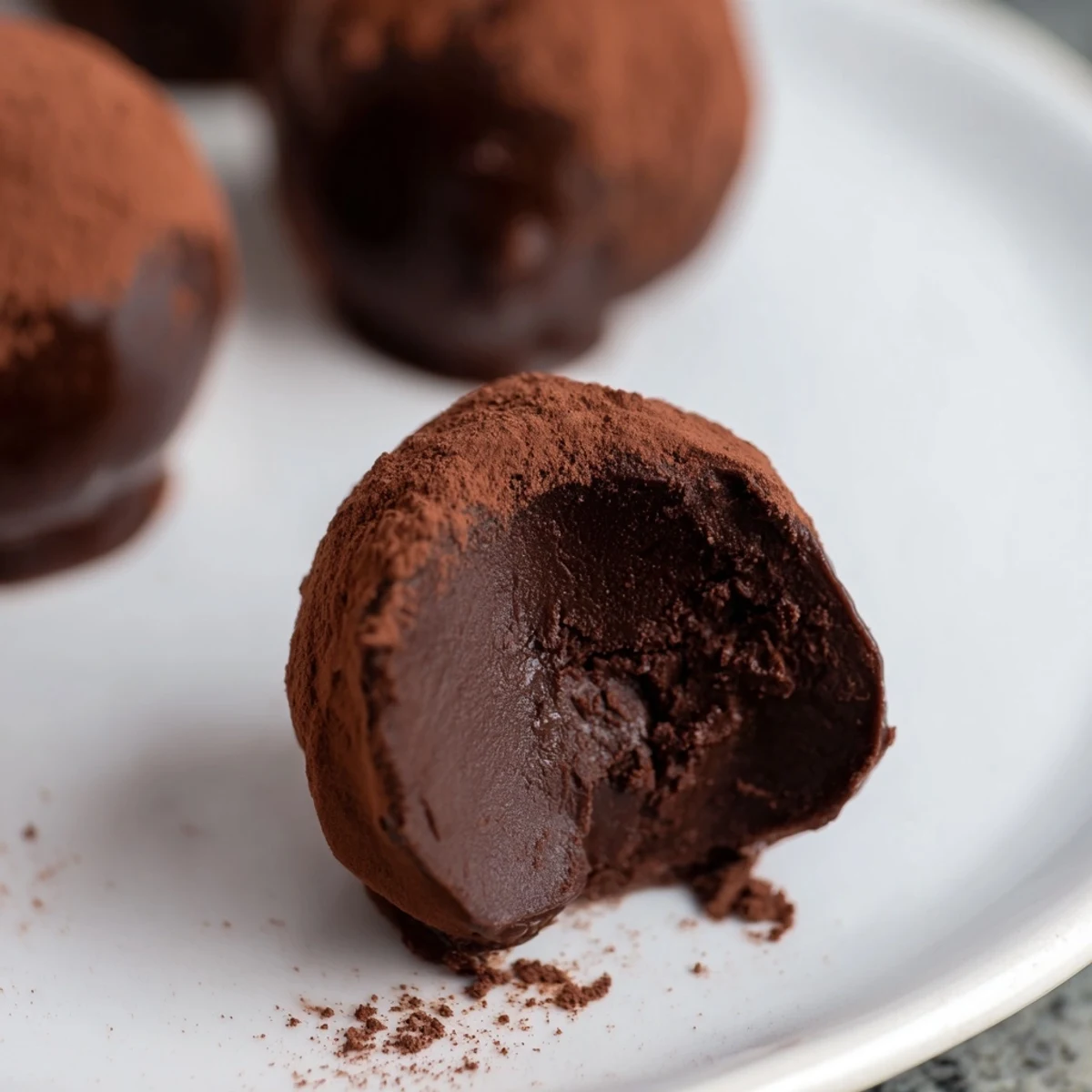 Smooth, creamy Chocolate Truffles with Cocoa Powder paired with coffee on a cozy breakfast table.