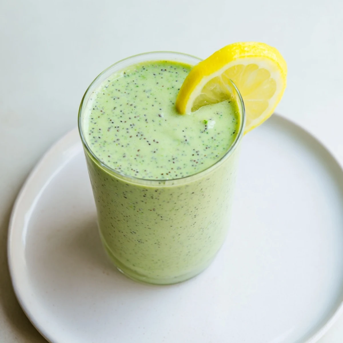 Enjoy a vibrant green smoothie with spinach and apple beside a bowl of granola for a healthy, energizing morning snack.