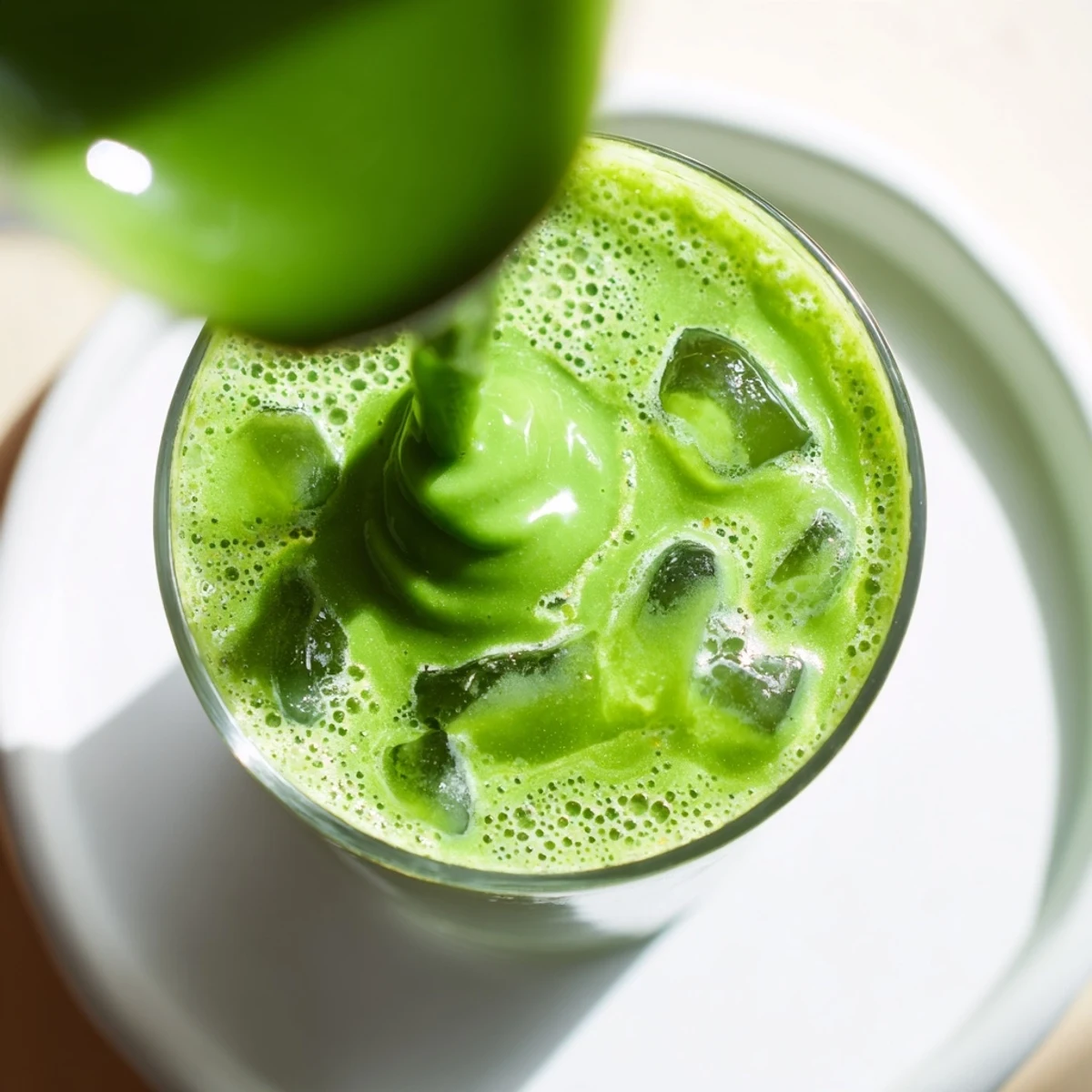 Fresh Green Smoothie with Spinach and Apple served in a tall glass, garnished with apple slices and spinach leaves, perfect for a healthy breakfast.