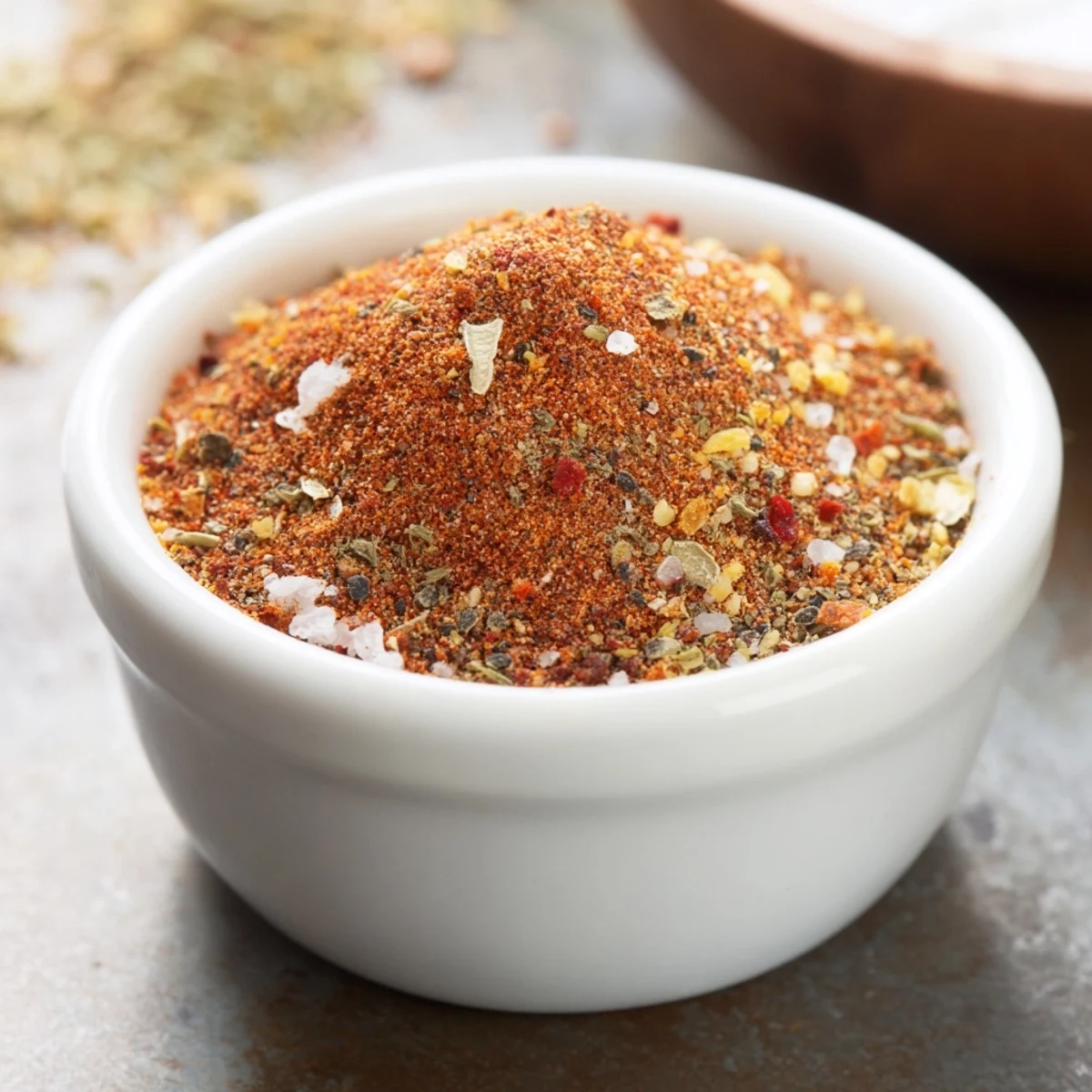 Close-up of the Easy Homemade Taco Seasoning Mix in a jar, showing the vibrant, finely ground blend.