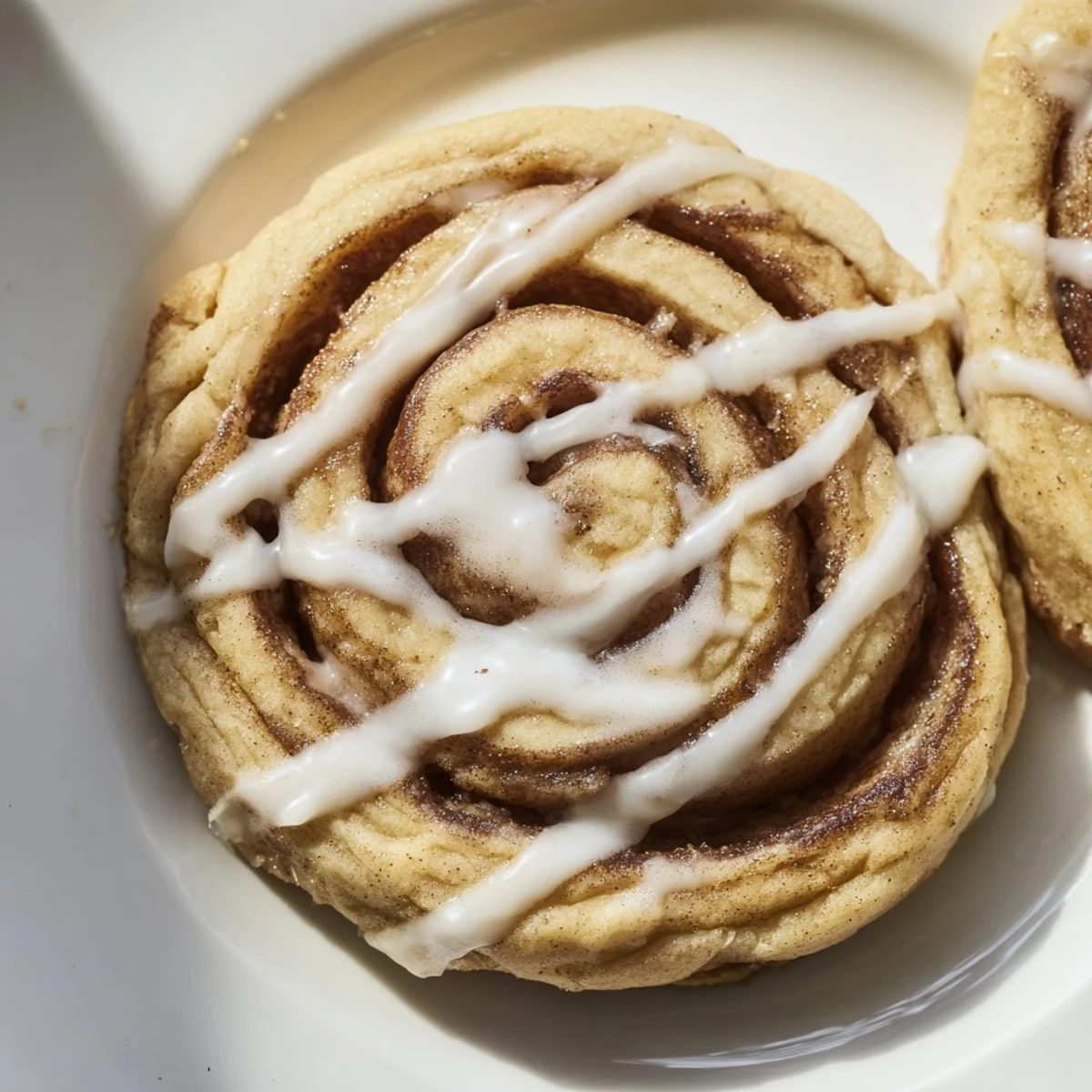 Golden-brown Cinnamon Roll Cookies with visible cinnamon swirls arranged on a rustic wooden board, ready for an afternoon treat.