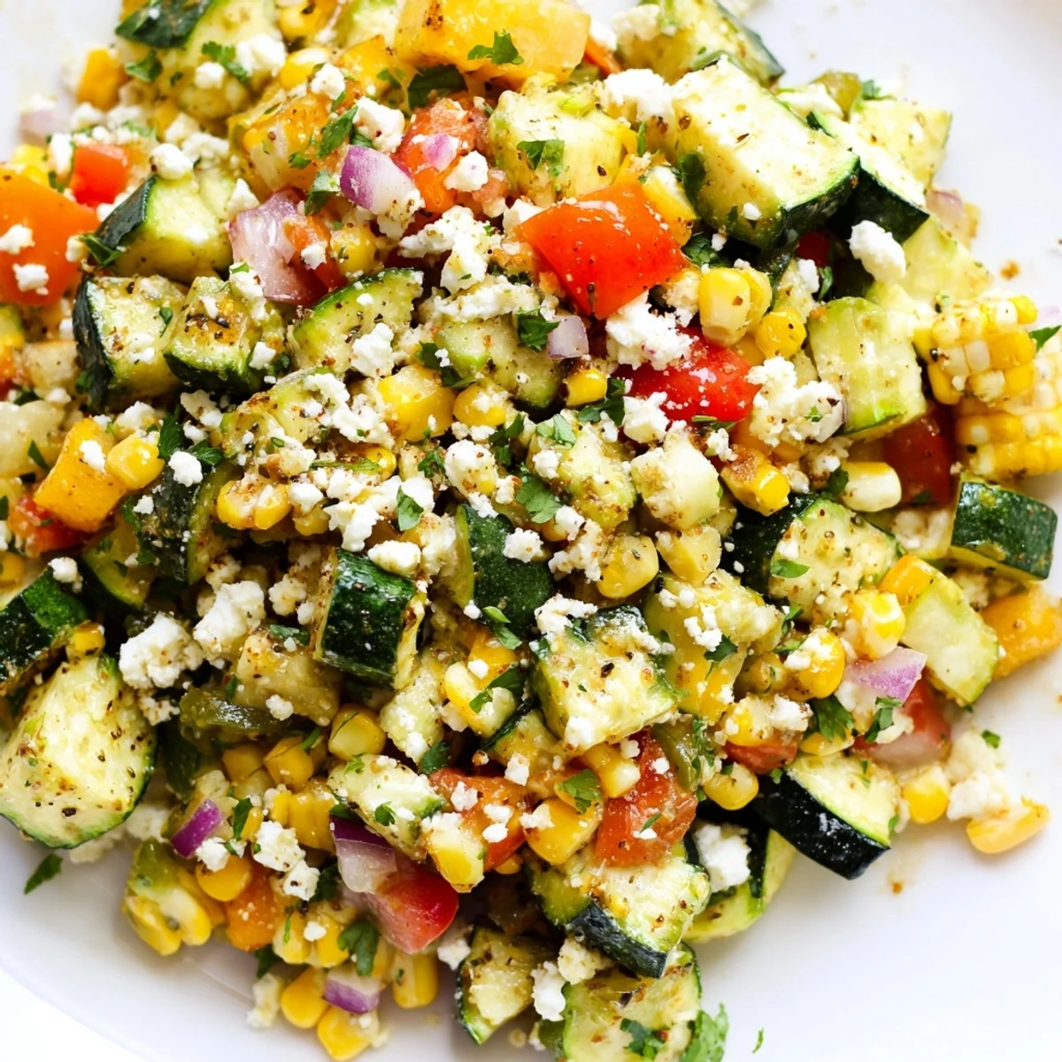 Comforting vegetarian Calabacitas recipe showcasing colorful zucchini, corn, and peppers in a rustic serving bowl