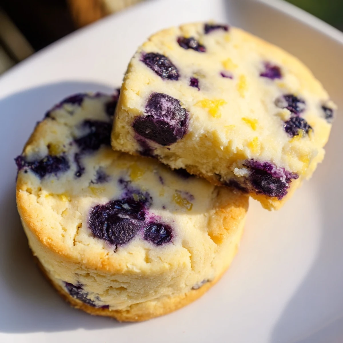Golden lemon blueberry cheesecake cookies featuring cream cheese and fresh blueberry bursts