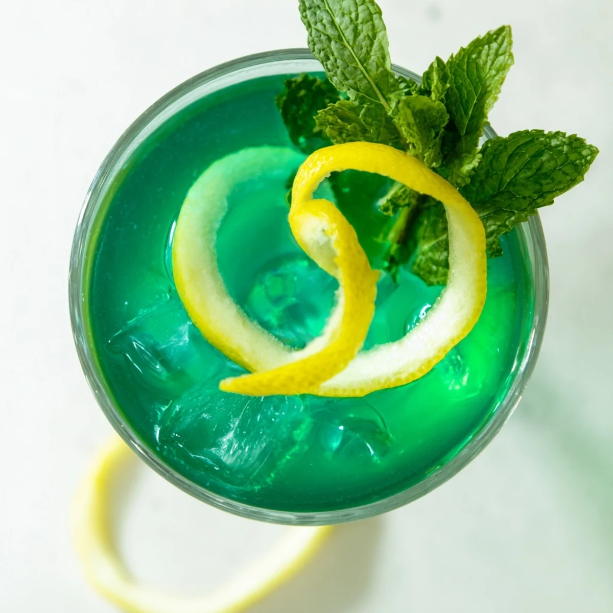 Emerald-green Luck of the Irish cocktail served in a chilled glass with fresh mint garnish
