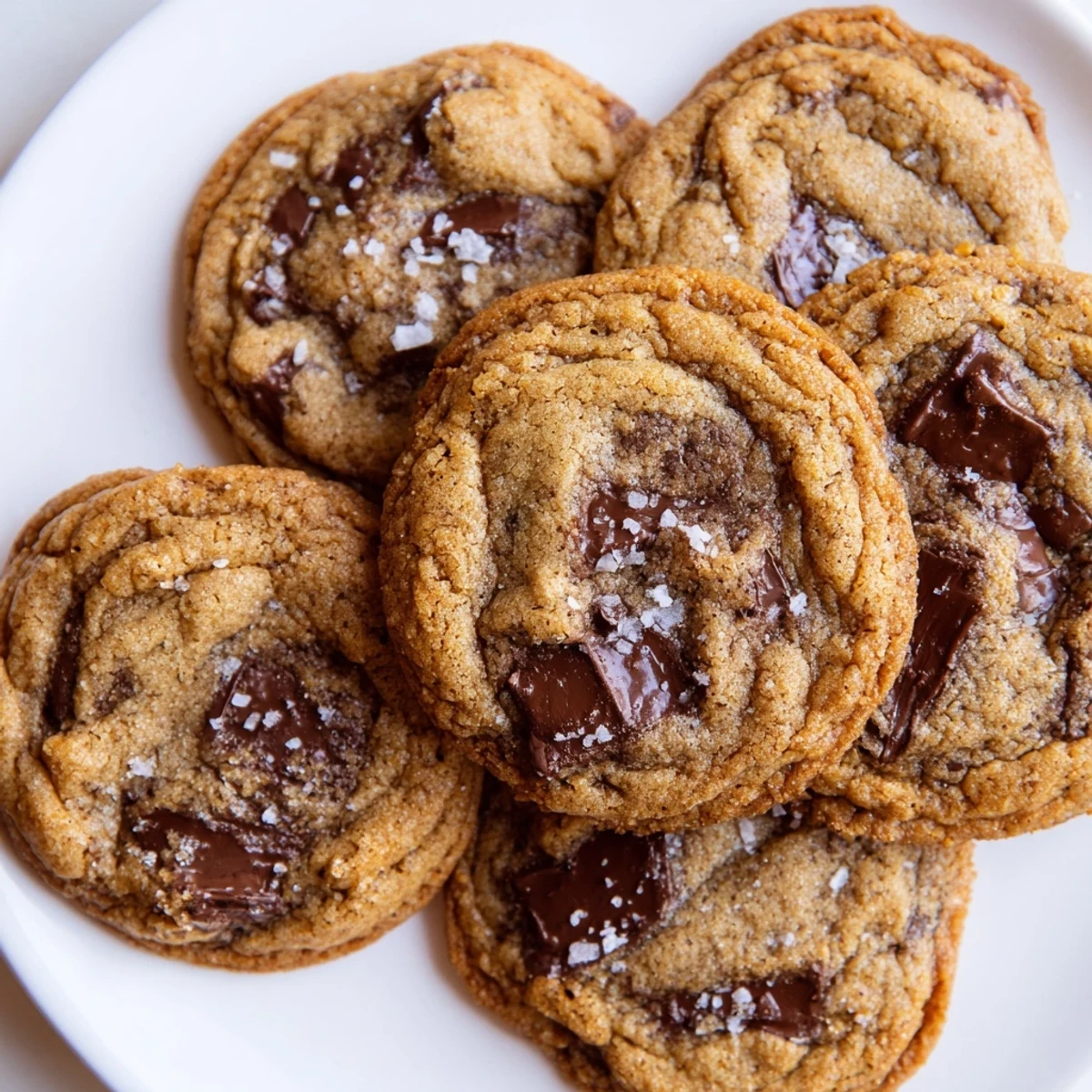 Soft baked pumpkin spice chocolate chip cookies stacked on a wooden cutting board