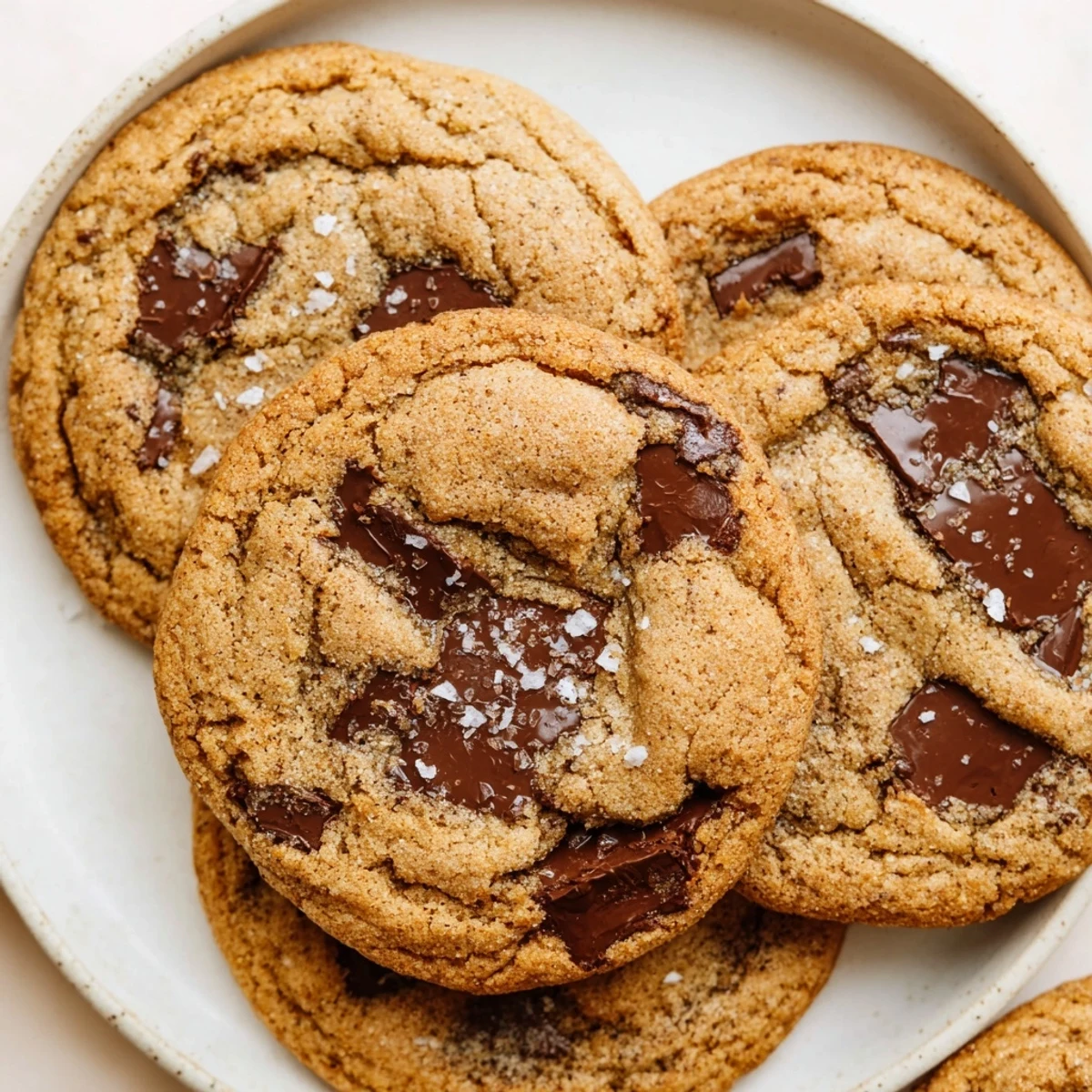 Close up of chewy pumpkin spice chocolate chip cookies with visible chocolate chunks