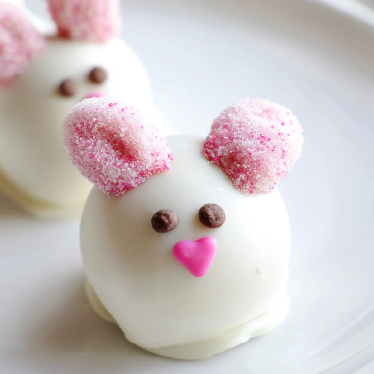 Adorable Bunny Oreo Balls with Oreo cream cheese filling dipped in white chocolate and bunny ear decorations