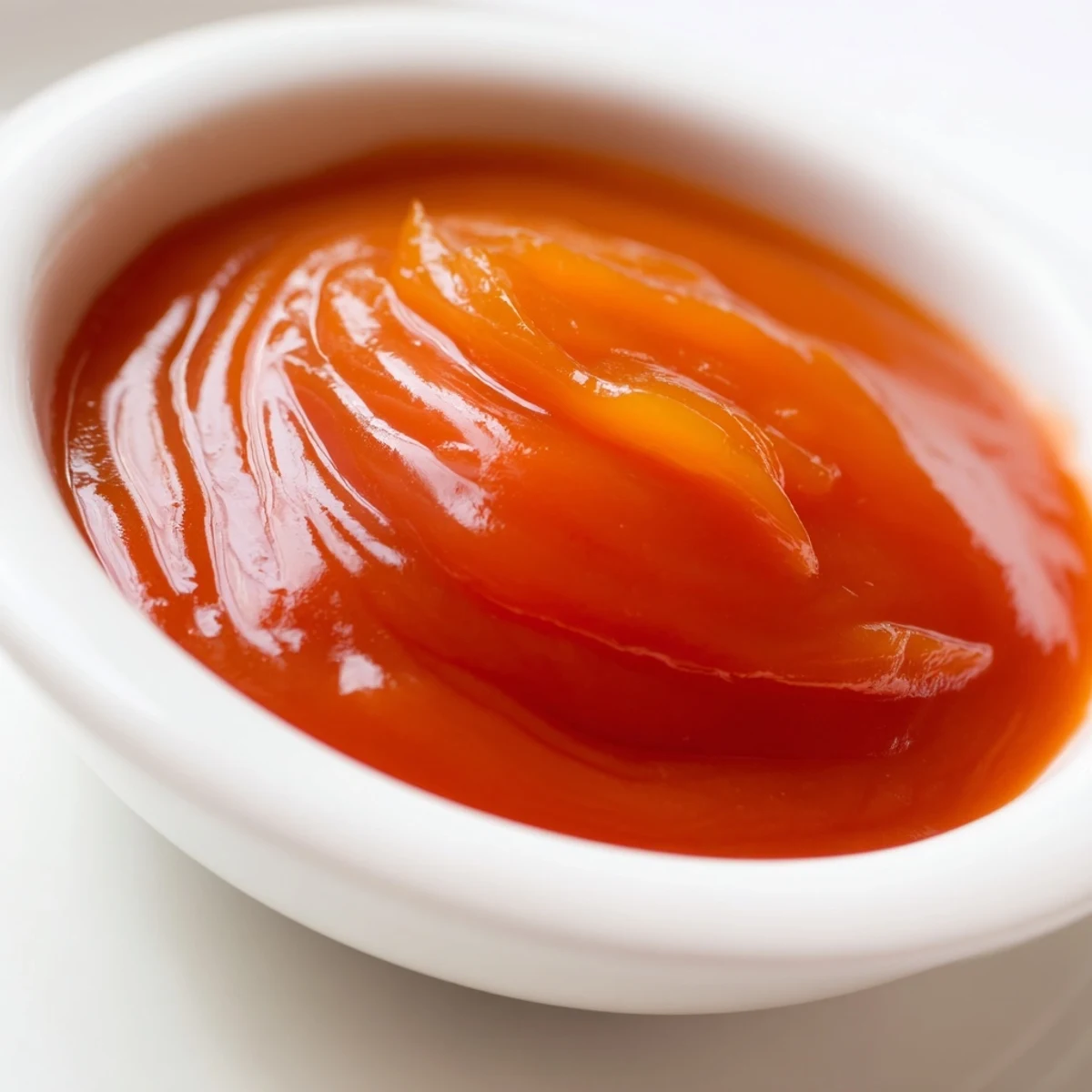 Thick apricot-based McDonalds sweet and sour sauce drizzled over golden chicken tenders