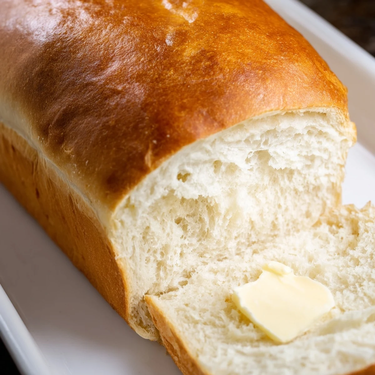 Sliced homemade Amish white bread showing tender, pillowy crumb perfect for sandwiches and toasting