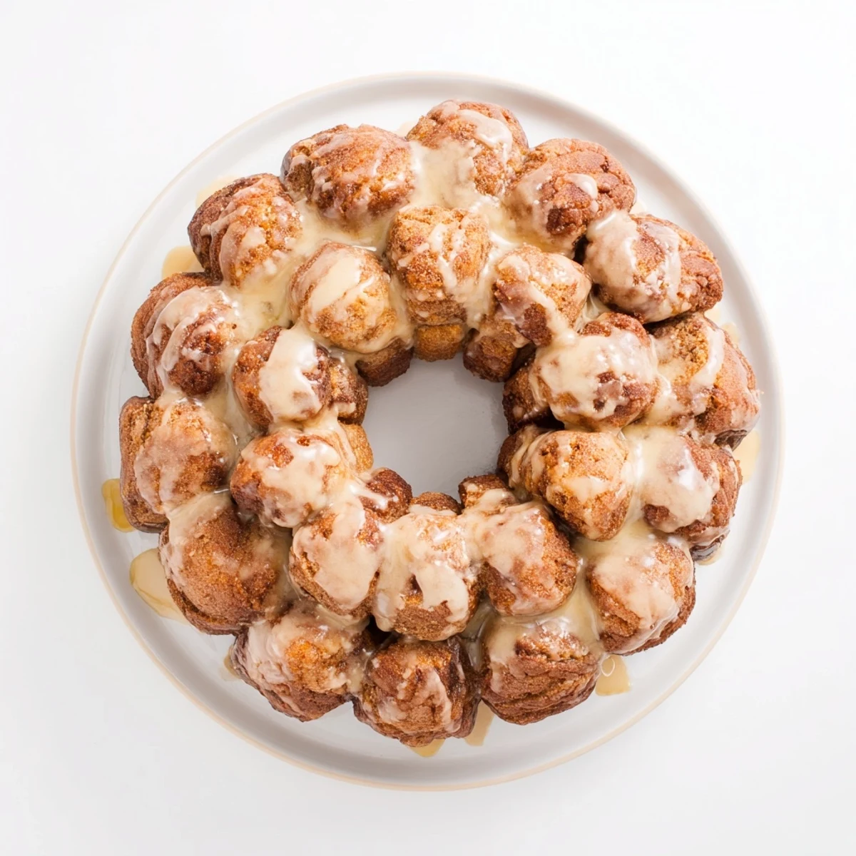 Warm high protein no sugar monkey bread pieces coated in buttery cinnamon sugar mixture
