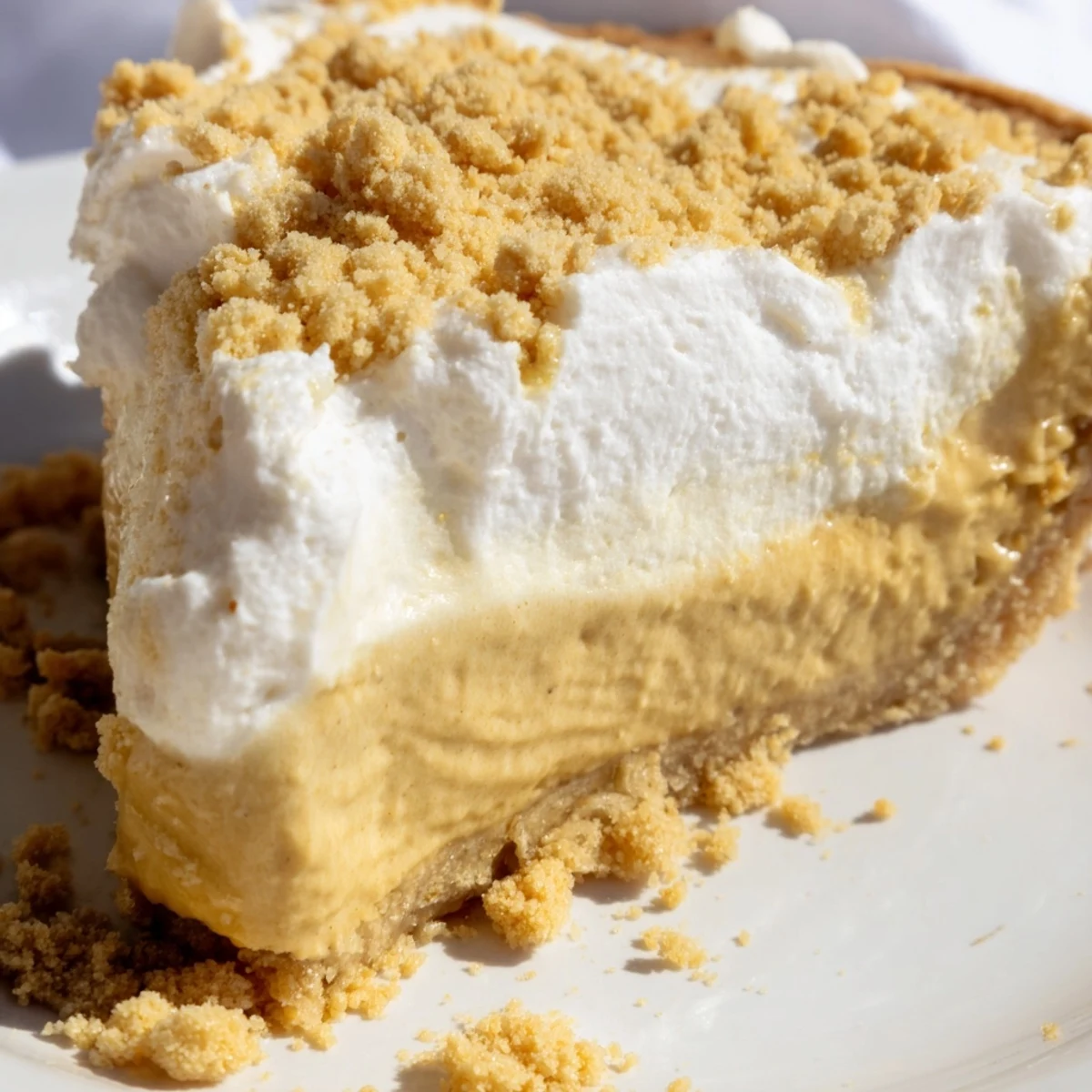 Velvety Amish Peanut Butter Dream Pie slice showing rich, smooth peanut butter filling