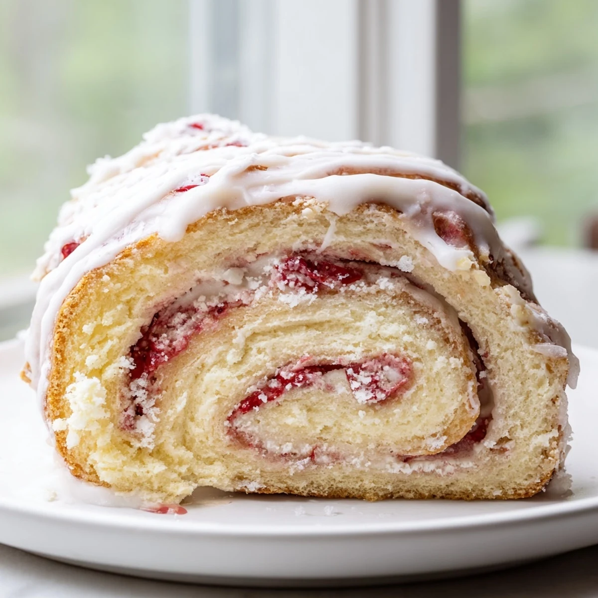 Soft Strawberry Shortcake Cheesecake Rolls swirled with creamy cheesecake filling and bright red strawberries