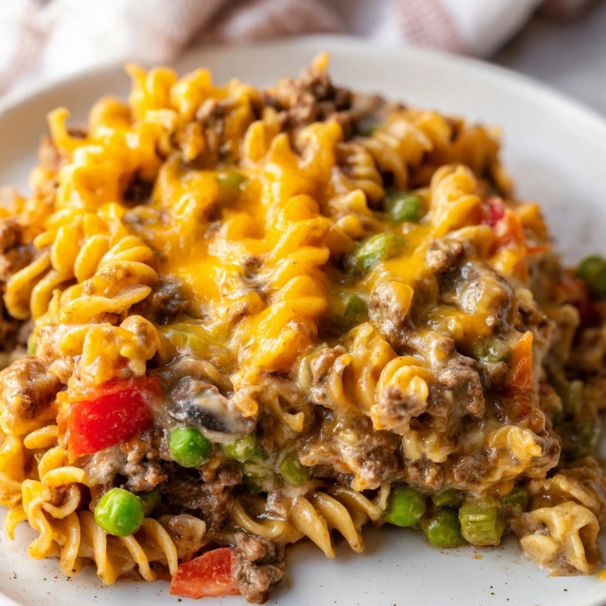 Cheesy Beef And Noodle Casserole