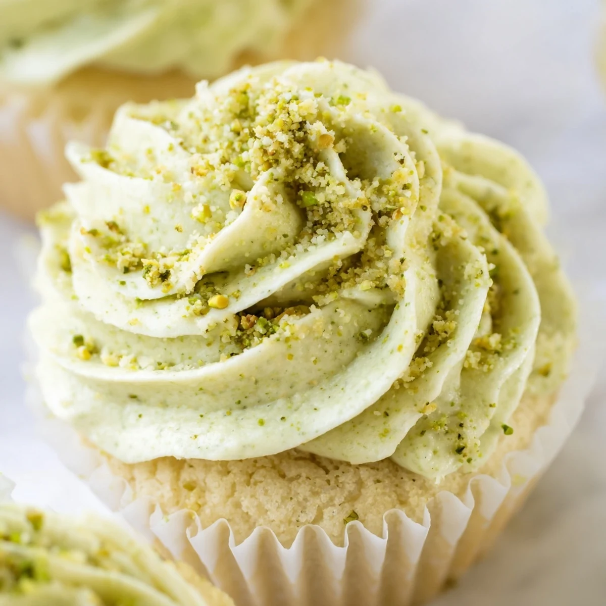 Fluffy Pistachio Cupcakes Buttercream
