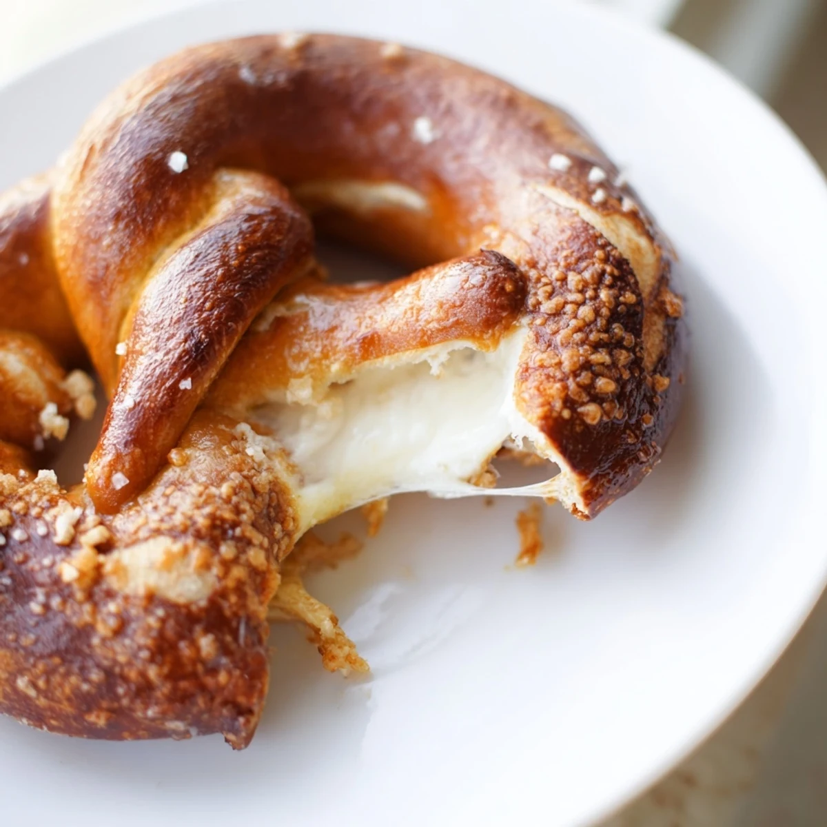 Crispy baked mozzarella stuffed soft pretzels served with marinara sauce for dipping
