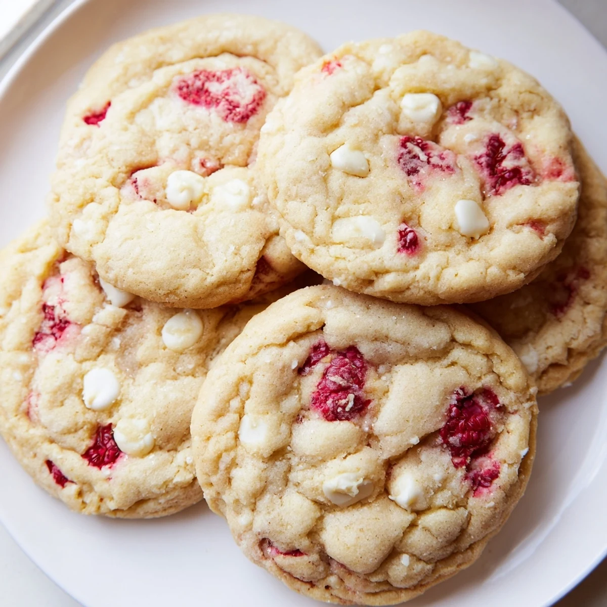 Soft lemon raspberry cookies studded with juicy berries and drizzled with a bright citrus glaze