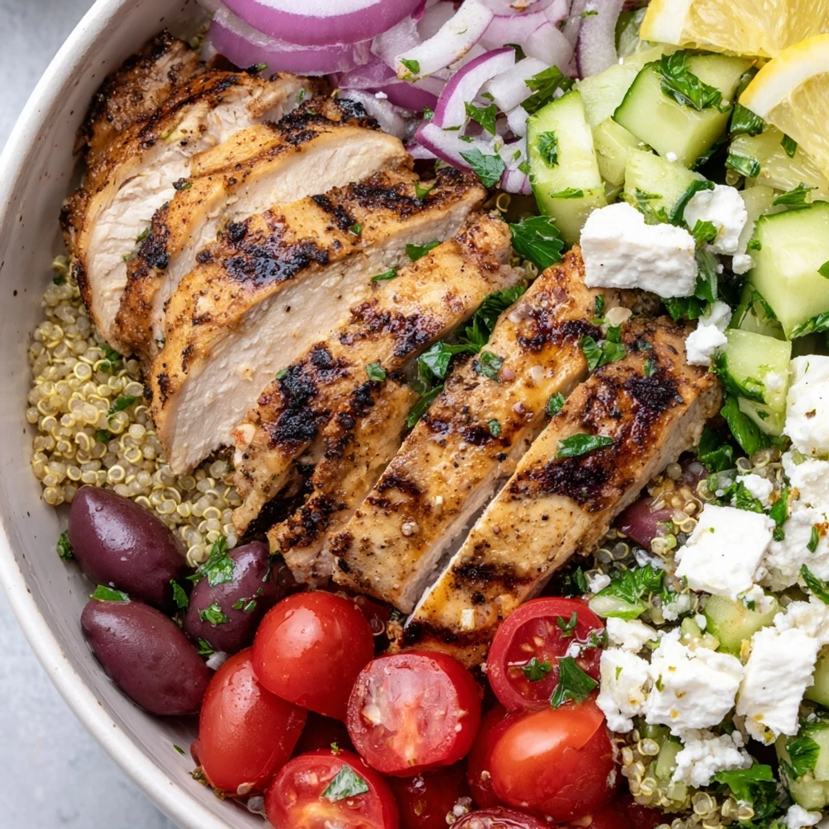 Mediterranean Chicken Quinoa Bowl