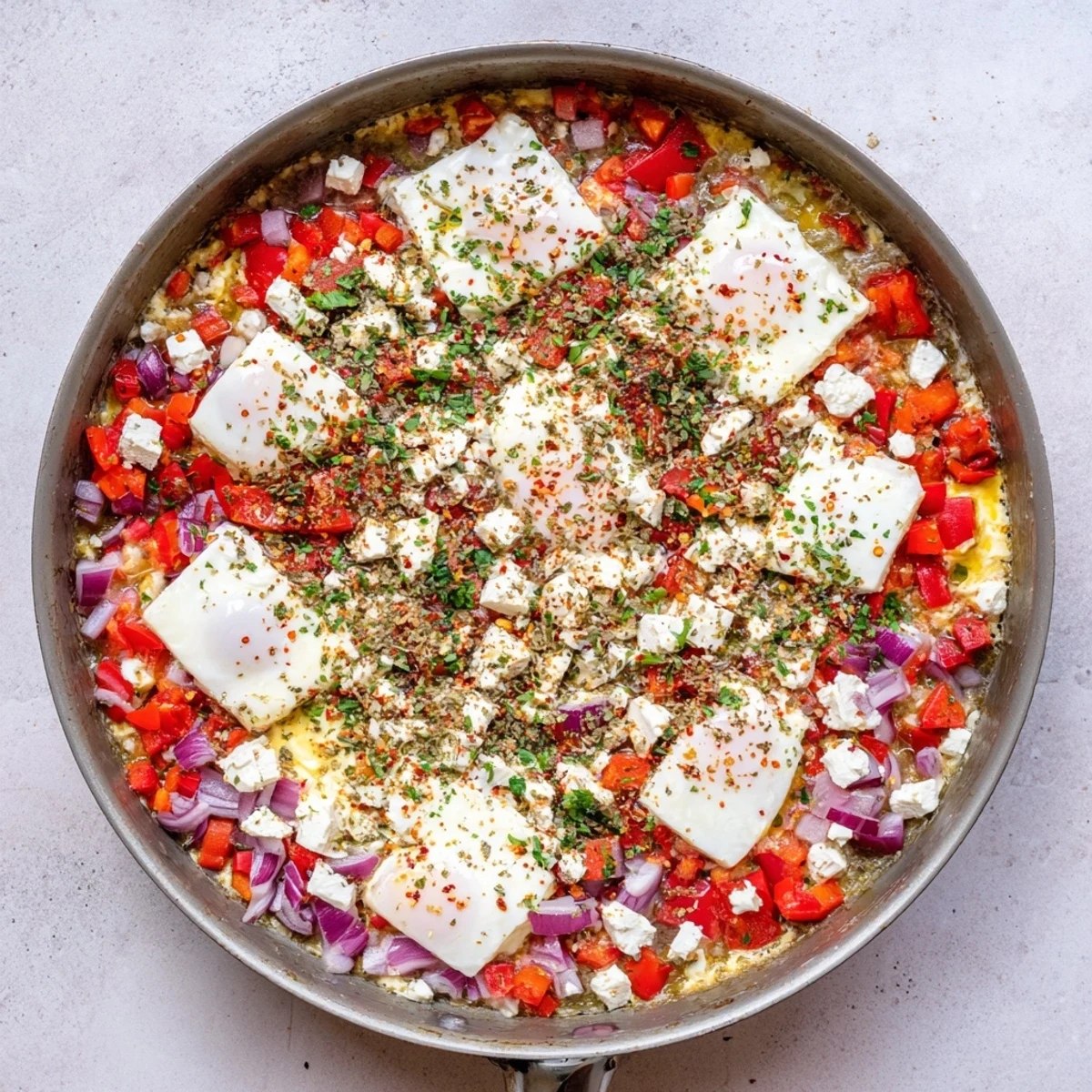 Baked Feta Eggs Mediterranean Style