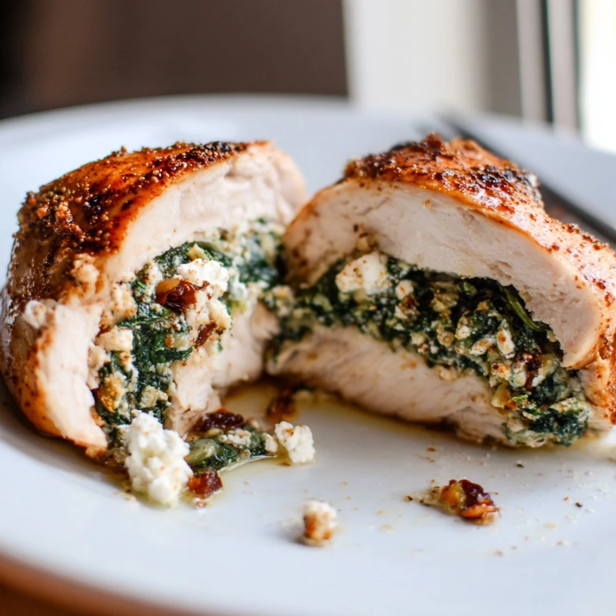Oven-baked Cranberry Spinach Stuffed Chicken Breasts bubbling golden, tart cranberries peeking