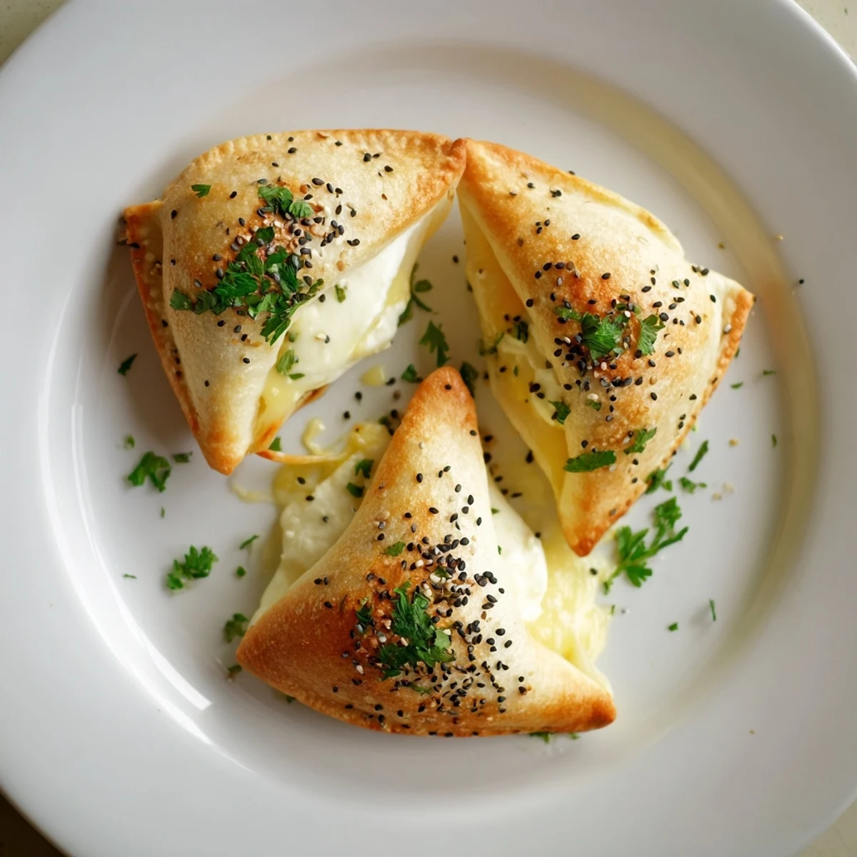 Cheese Fatayer Recipe: golden baked pastry pockets with stretchy cheese, fresh parsley