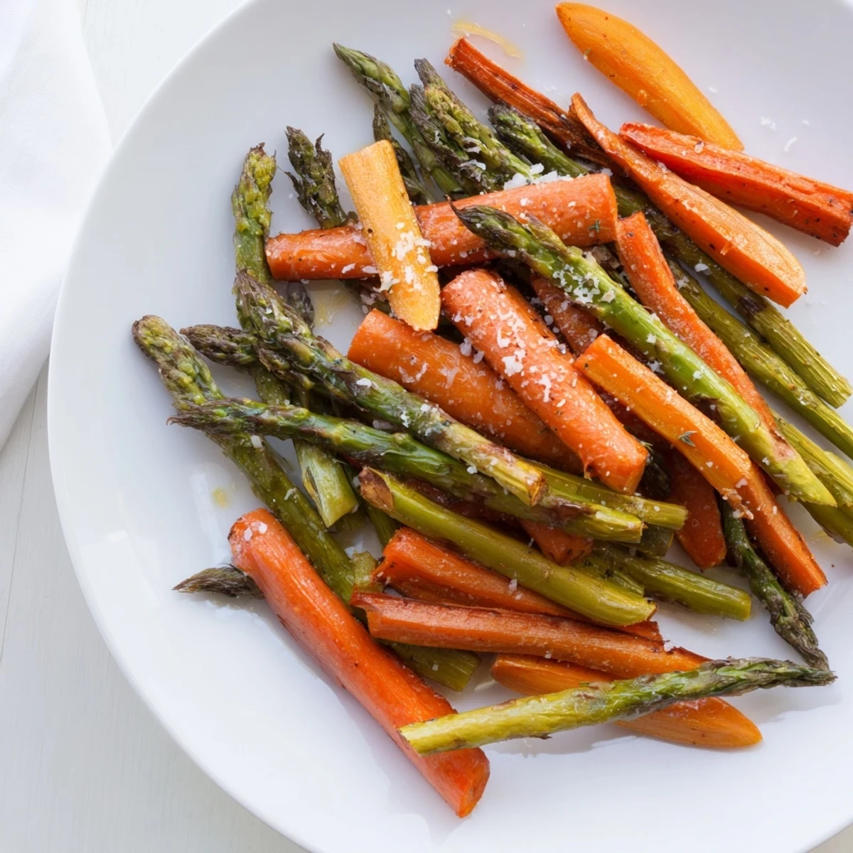 Roasted Asparagus Carrots glisten with lemon zest, herby aroma, lightly browned