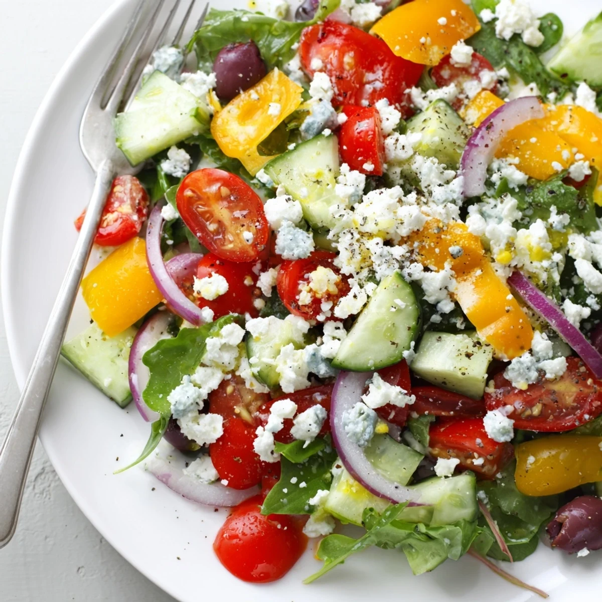 Easy Fresh Salad Recipe tossed gently in Dijon-honey vinaigrette, ideal summer side