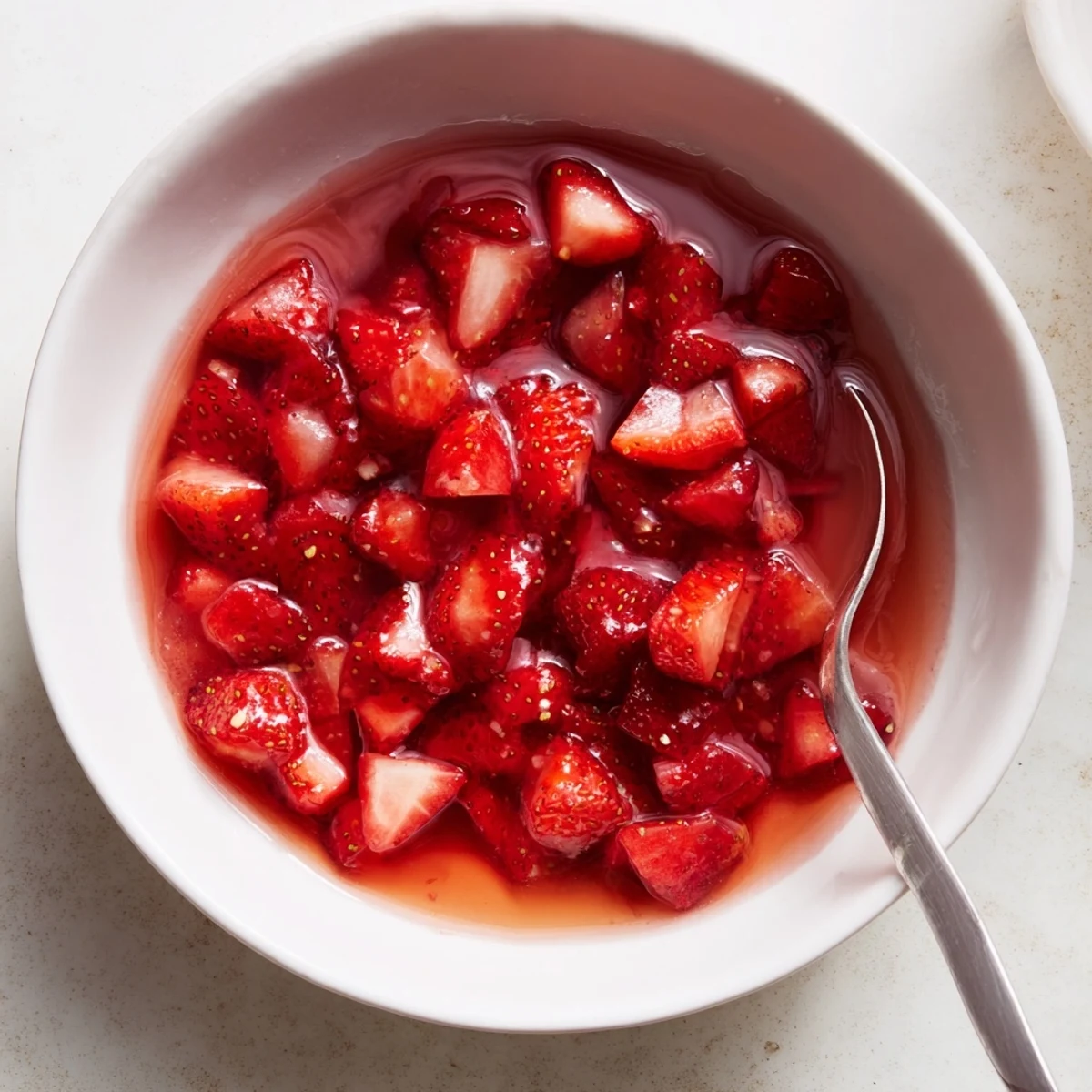 Homemade Strawberry Cake Filling Recipe thickened, bright red chunks, perfect for layering