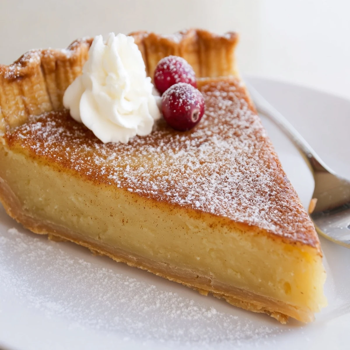Christmas Eve Custard Pie With Cinnamon Vanilla cooling on wire rack, golden crust  