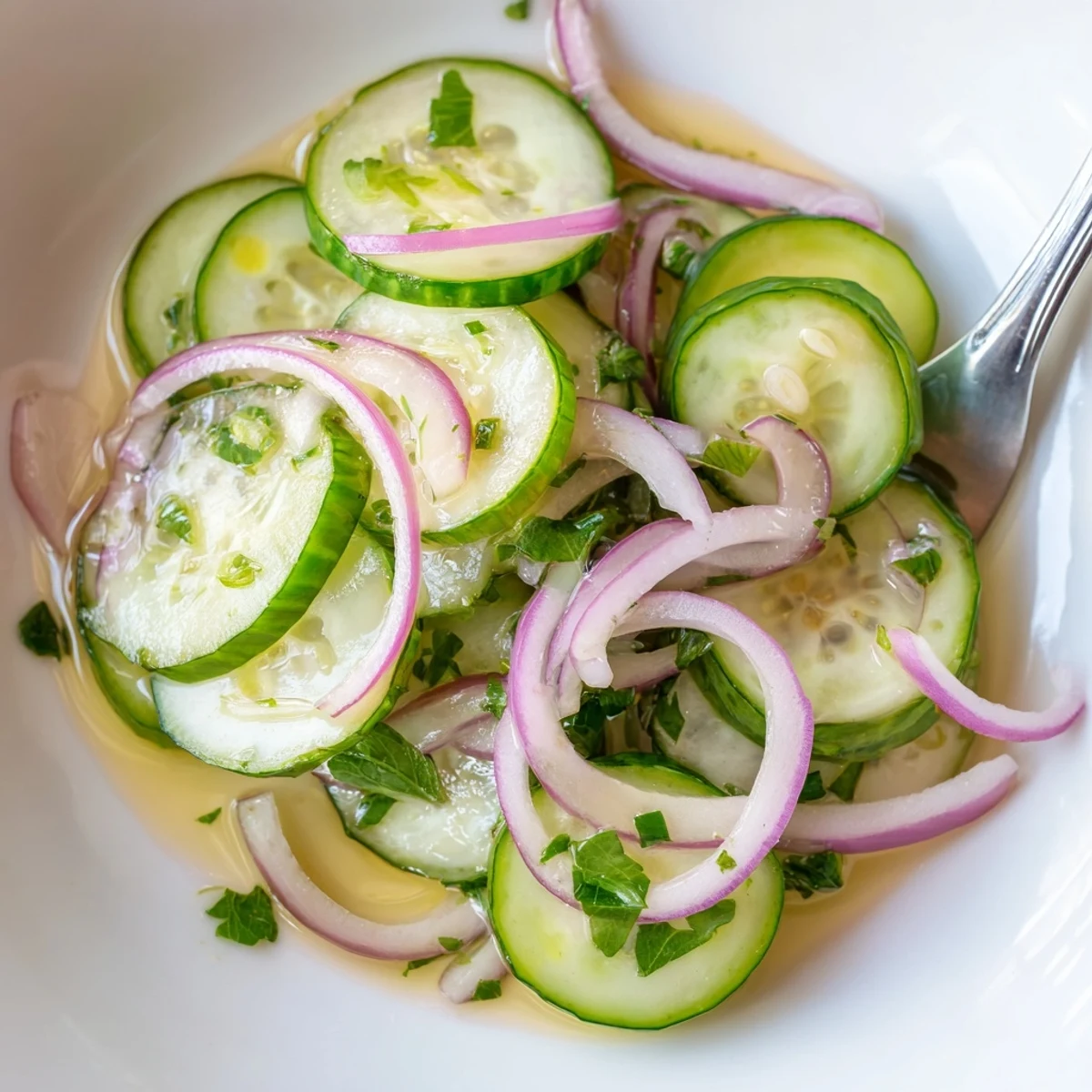 Fresh honey lime cucumber salad with crisp cucumbers and vibrant cilantro in a light tangy dressing
