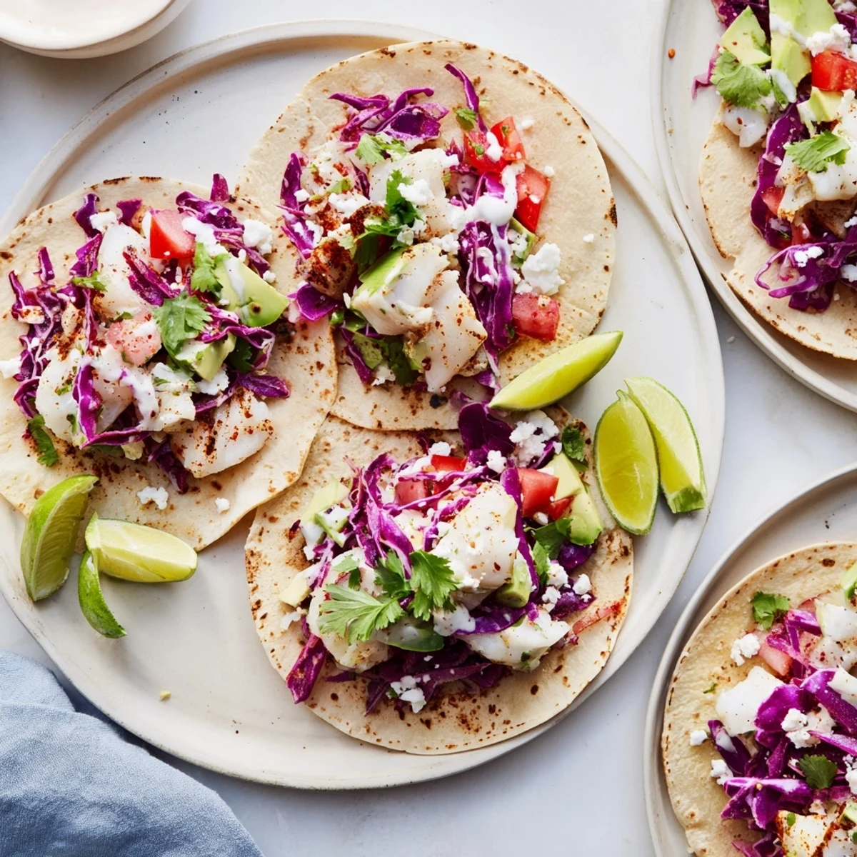 Warm corn tortillas stuffed with flaky grilled fish, bright cilantro, and crumbled cotija cheese