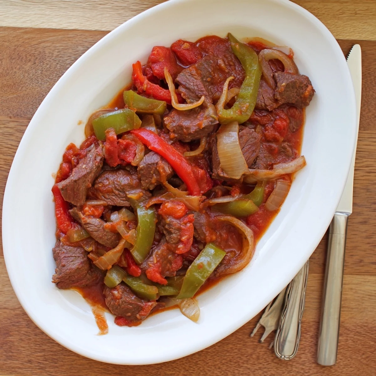 Tender Old Fashioned Swiss Steak With Beef braised until fork-tender with onions peppers and celery