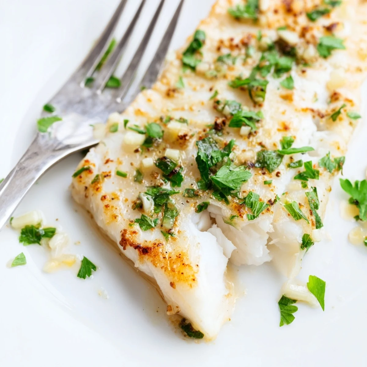 Mediterranean-style fish fillets marinated in zesty lemon garlic sauce served with lemon wedges