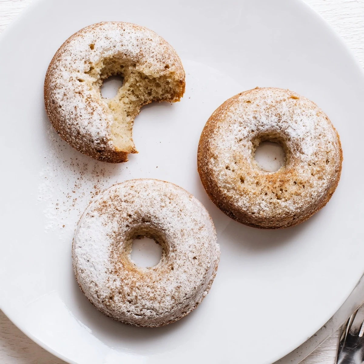 Warm Banana Donuts, golden brown and moist, dusted with cinnamon sugar.