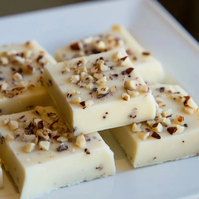 Irish Cream Fudge stacked in rustic squares, perfect for gifting or as a decadent coffee-time treat.  