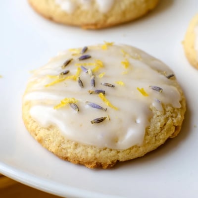 Iced Lemon Lavender Shortbread Cookies