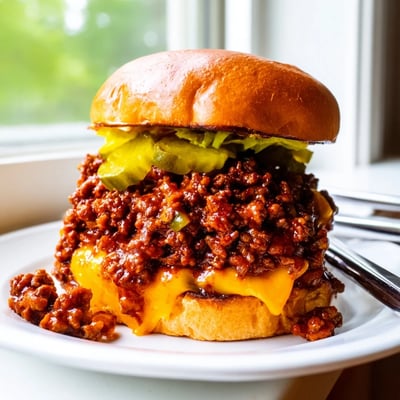 Crispy beef and tangy sauce overflow a golden bun in these Smash Burger Sloppy Joes