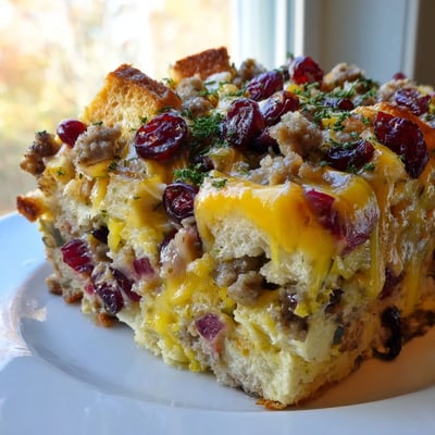 Cranberry Sausage Stuffing Casserole